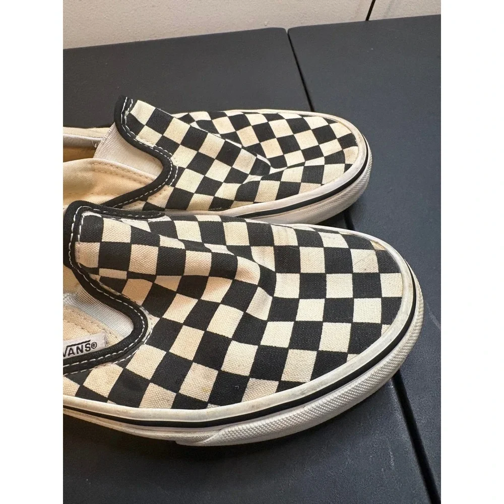 Vans Classic Slip-On Checkerboard Black White Sneakers Mens 6.5 Womens 8.0